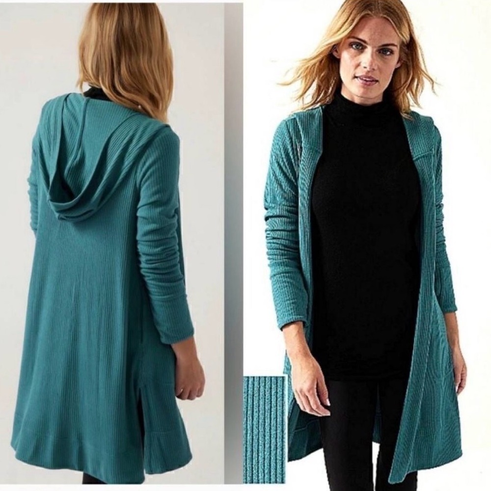 Athleta Harmony Wrap Sweater Borealis Green XS Soft Minimalist Athleisure